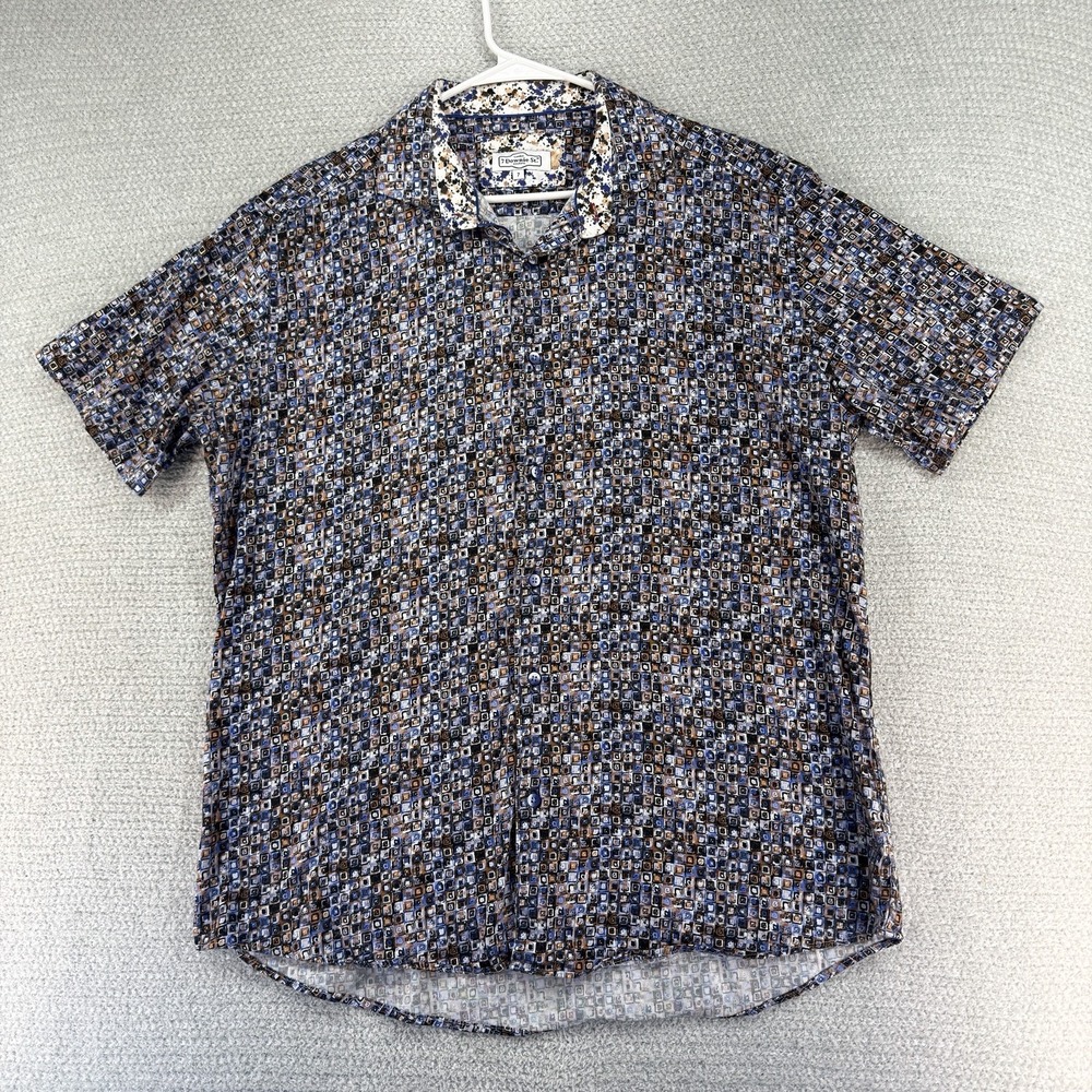 7 Downie‎ St Couture Shirt Mens 7 Large Geometric AOP Short Sleeve Button Up